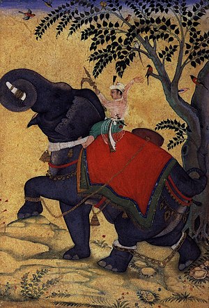 Kaiser Akbar bändigt einen Elefanten.jpg